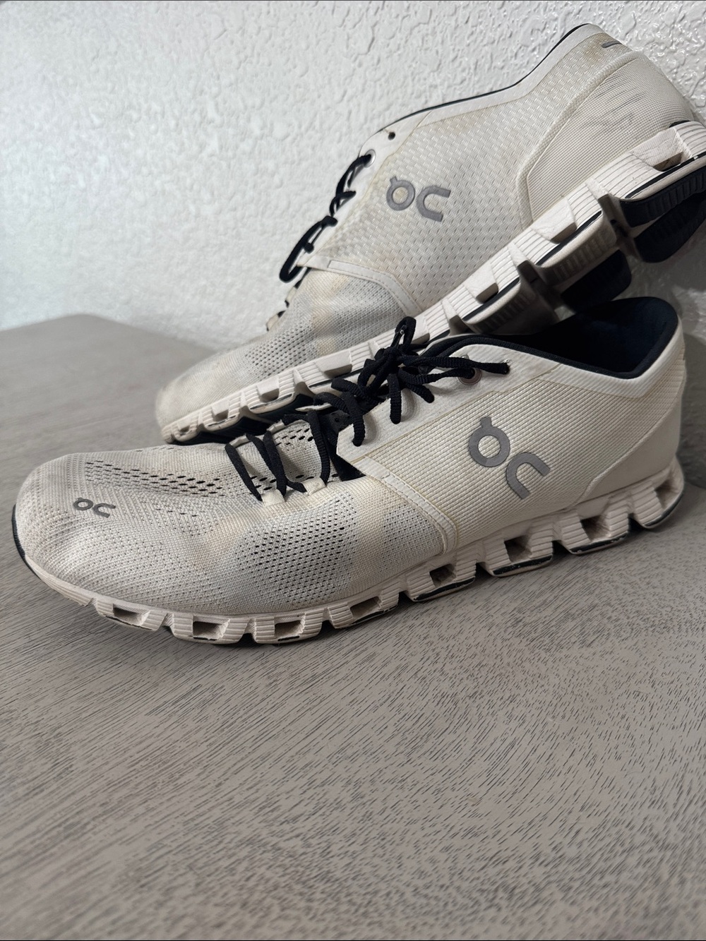 On Running Men’s Athletic Shoes - Cream with Black Accents